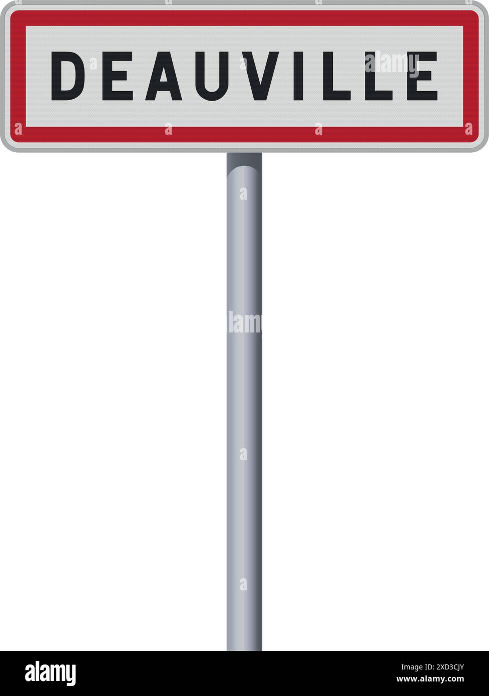 Vektor-Illustration des Straßenschilds der Stadt Deauville (Frankreich) auf Metallpfosten Stock Vektor