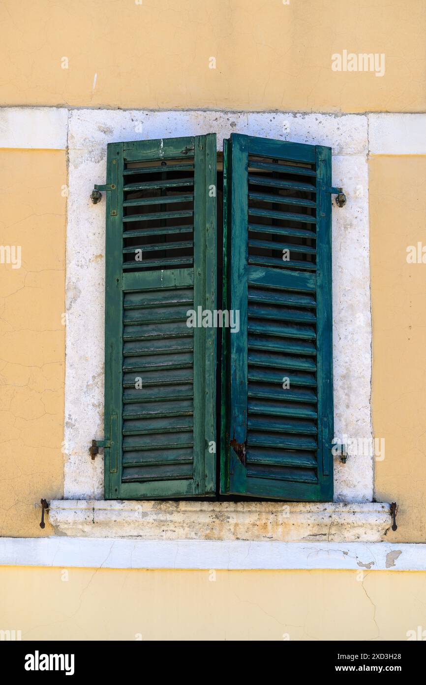 Grüne Fensterläden in Kotor, Montenegro Stockfoto