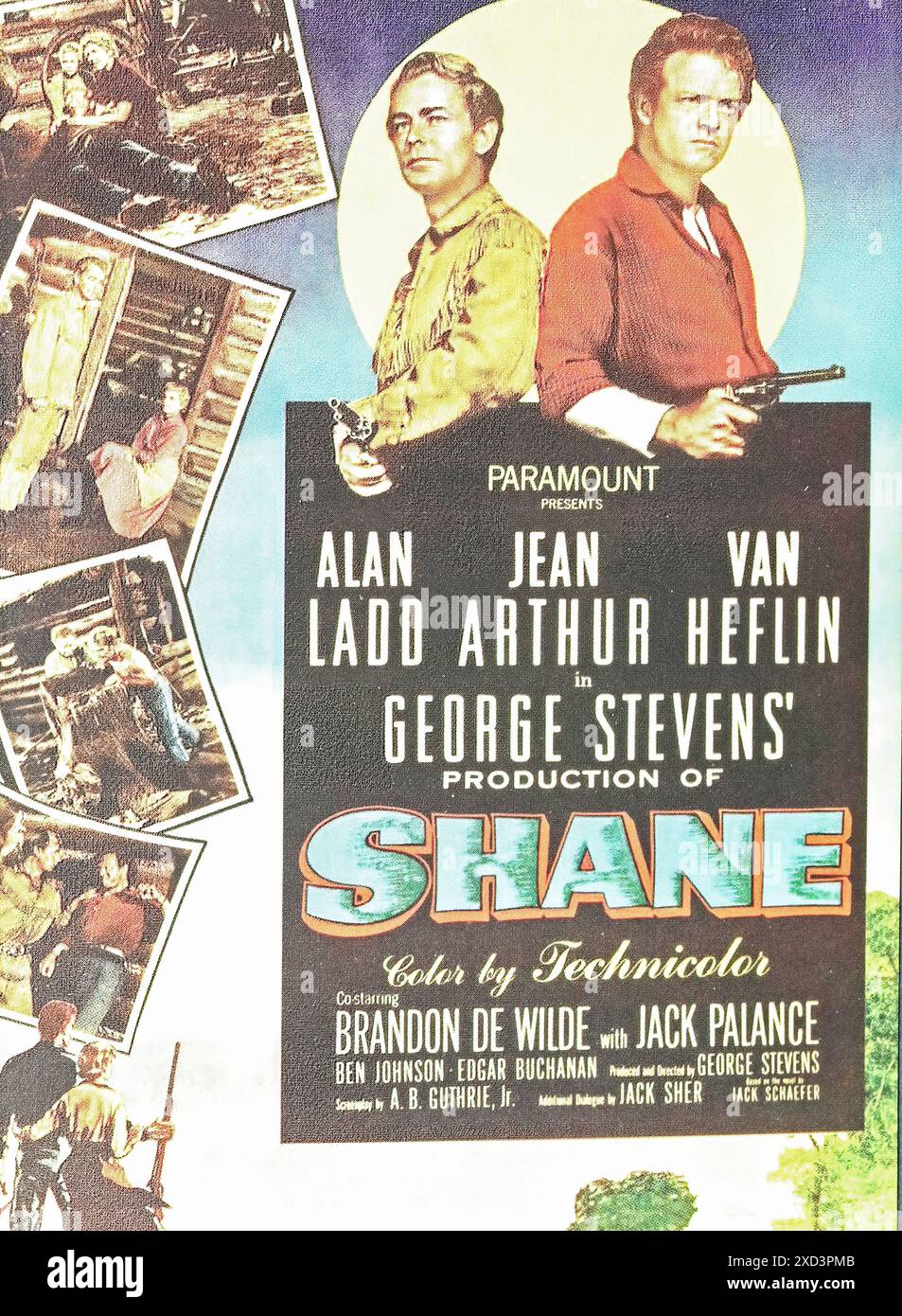 Viersen, Deutschland - 9. Mai. 2024: Kinofilmplakat Detail aus Technicolor Western-Film Shane von 1953 Stockfoto