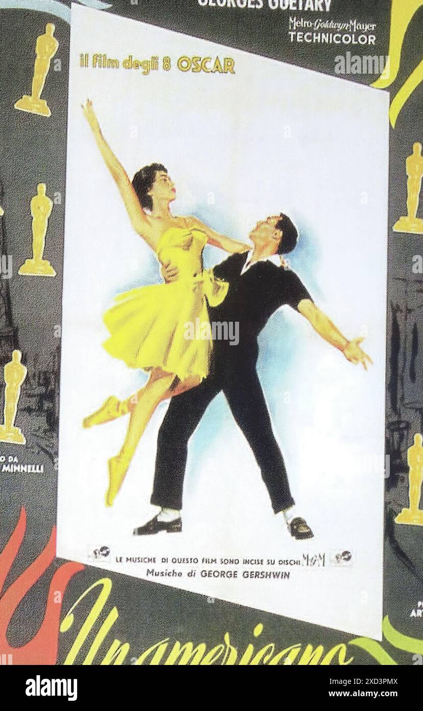 Viersen, Deutschland - 9. Mai. 2024: Filmposter zeigen eine US-amerikanische in Paris-Komödie in italienischer Sprache mit Gene Kelly und Leslie C. Stockfoto