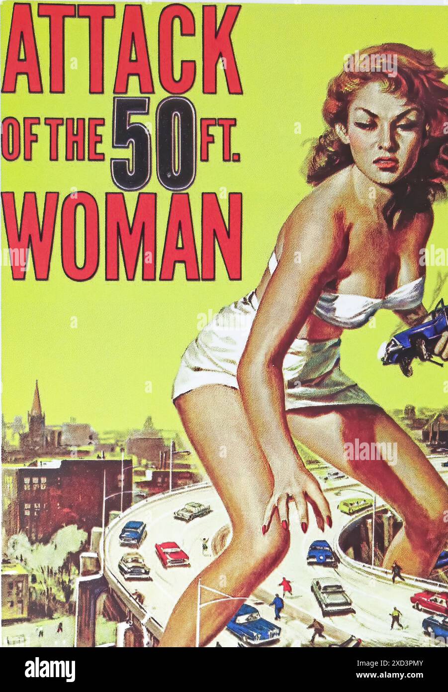 Viersen, Deutschland - 9. Mai. 2024: Kinofilmplakate aus dem Horrorfilm Attack of the 50 Foot Woman aus dem Jahr 1958 Stockfoto
