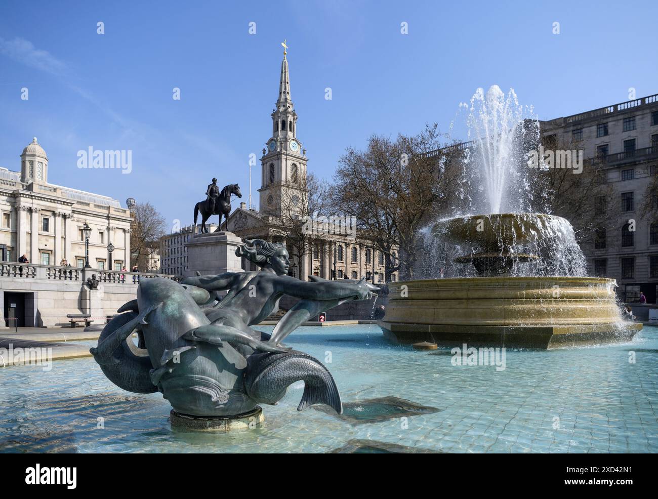 Geografie / Reise, Großbritannien, England, London, Brunnen am Trafalgar Square, ADDITIONAL-RIGHTS-CLEARANCE-INFO-NOT-AVAILABLE Stockfoto