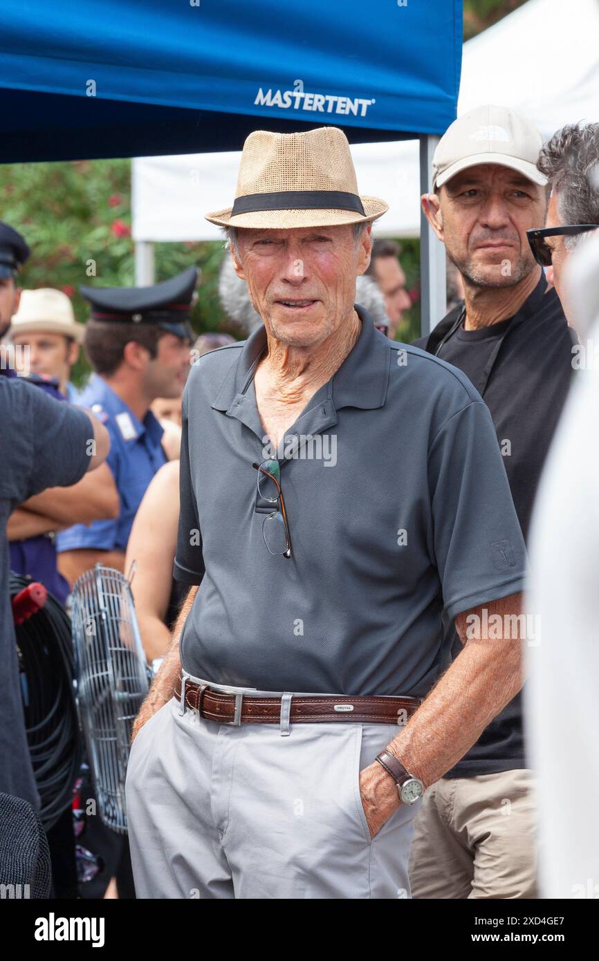 Venedig, Italien. August 2017. Clint Eastwood spielt am Bahnhof Ferrovia in Venedig für die Dreharbeiten seines Films nach dem Buch The 15:17 to Paris: T Stockfoto