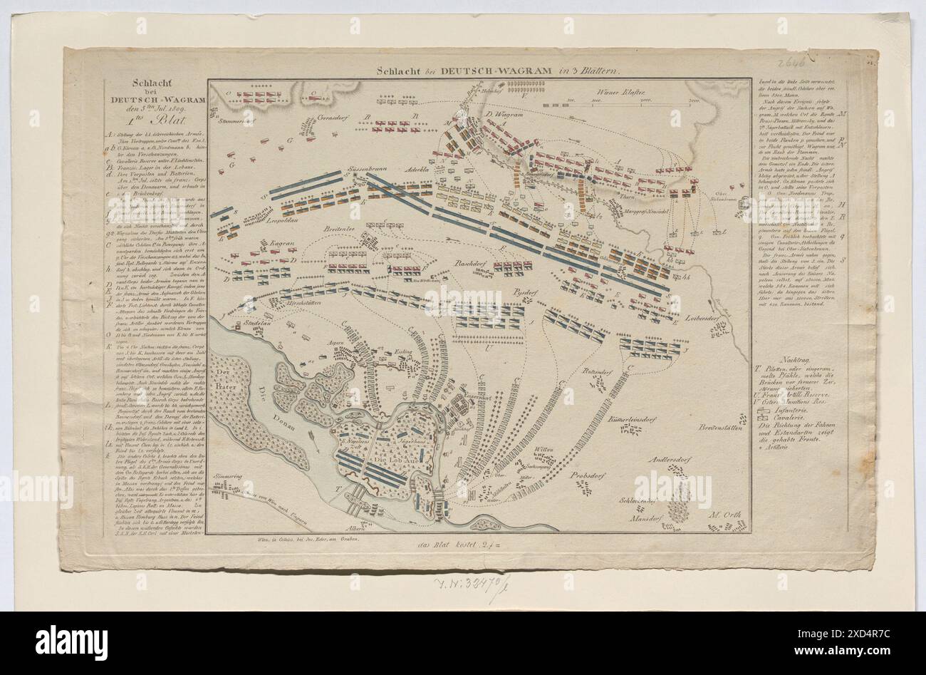 Plan der Schlacht bei Deutsch-Wagram am 5. Und 6. Juli 1809 Karl Timlich, Kupferstecher, Joseph Eder (1760–1835), Verlag Wien Museum, Scan, Plan of Battle 1809 Stockfoto