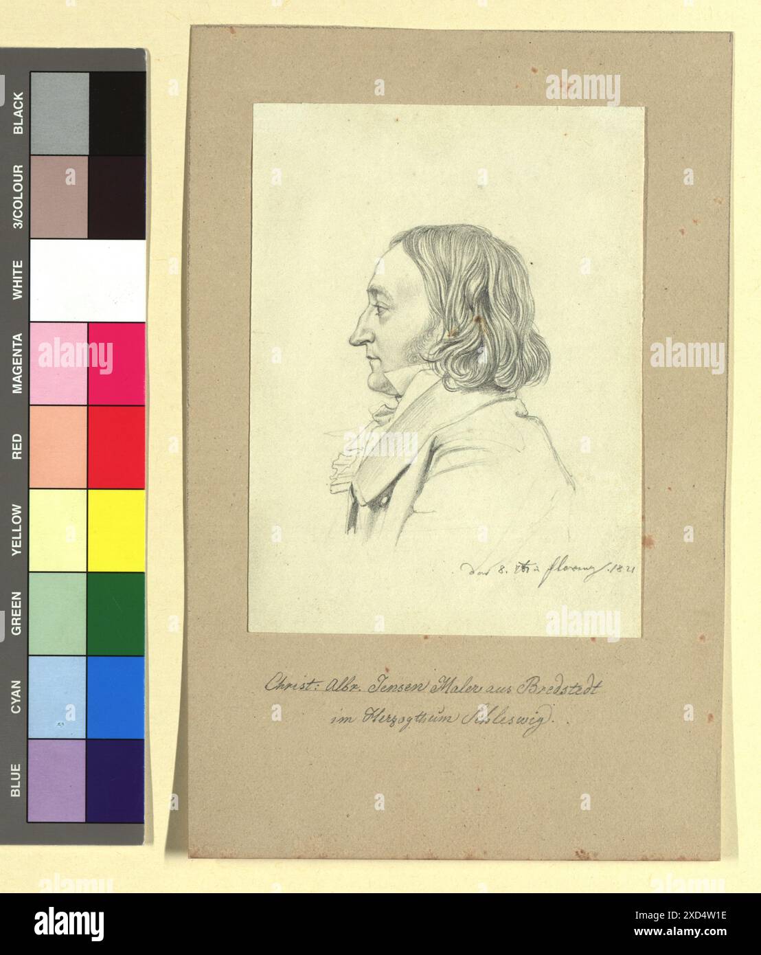 Porträt des Malers Christian Albrecht Jensen (1792–1870), geschaffen von Johann Adam Klein im Jahre 1821. Das Werk ist eine historische Darstellung, die im Wiener Museum aufbewahrt wird. Stockfoto