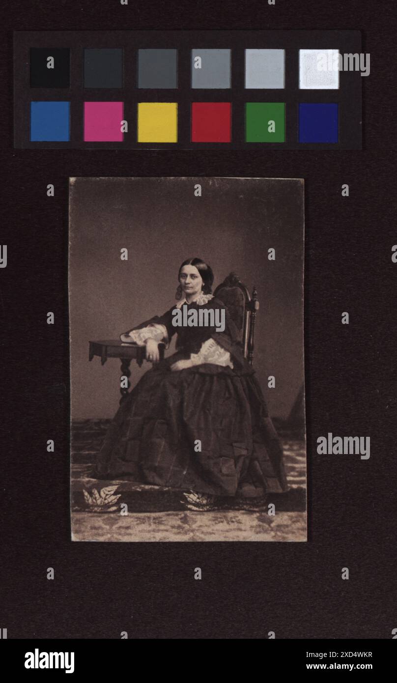 Porträt der Pianistin und Komponistin Clara Josephine Schumann (1819–1896), fotografiert von einem unbekannten Fotografen um 1860–1870, die sie als historische Figur darstellt. Stockfoto