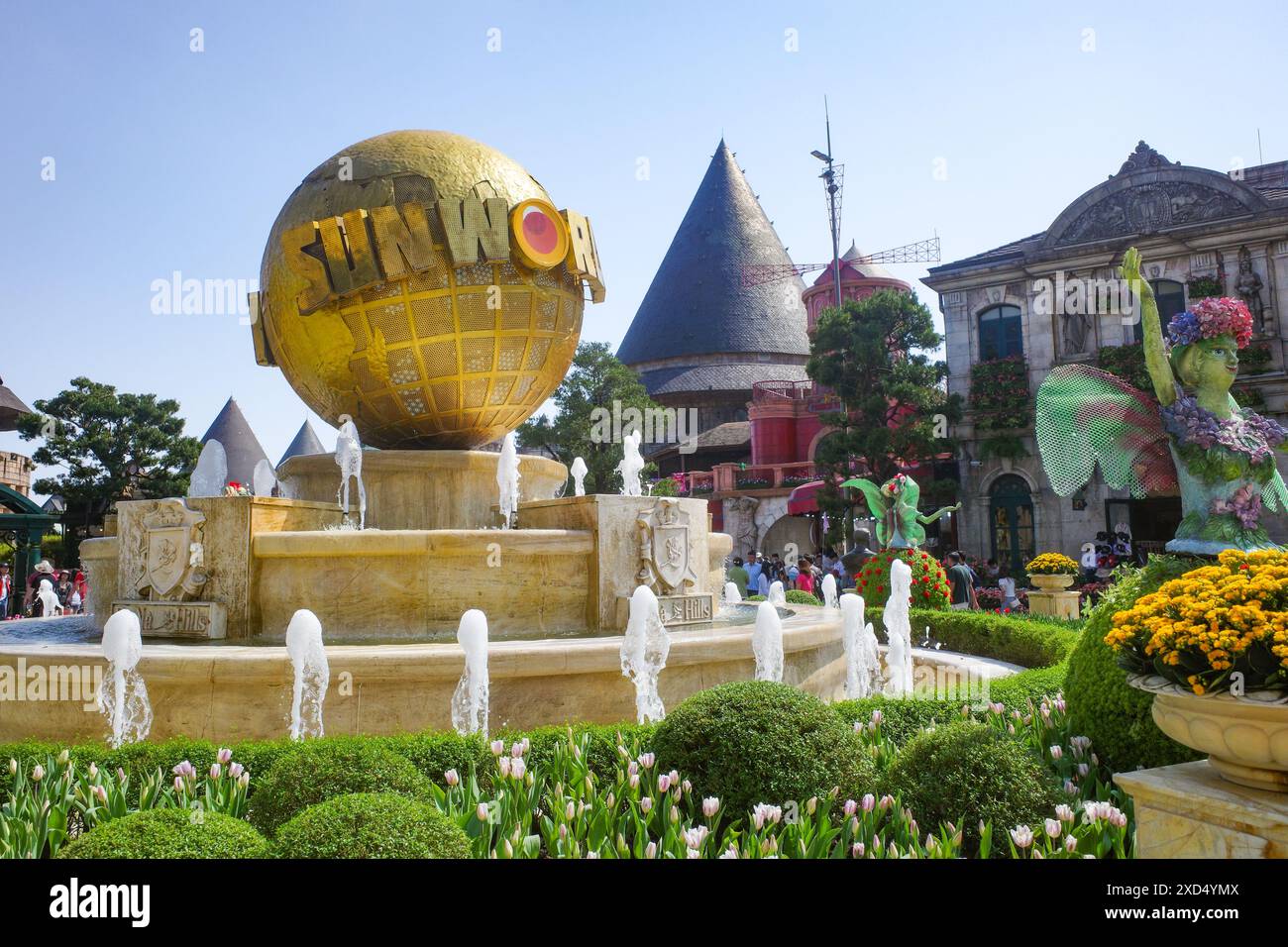 BA Na Hills, Vietnam - 7. Februar 2024: Französisches Dorf im Sunworld Ba Na Hills Resort, da Nang, Vietnam Stockfoto