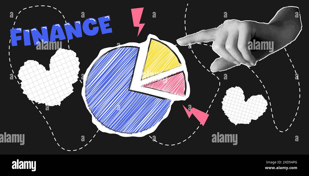 Vorlage für Pop Collage Business Finance, Infografik, Grafik. Vektor Stock Vektor