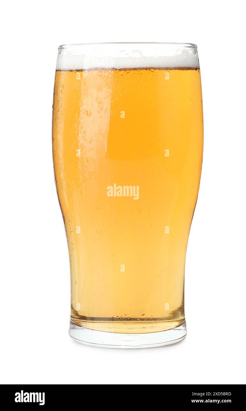 Glas helles Bier isoliert auf weißem Stockfoto