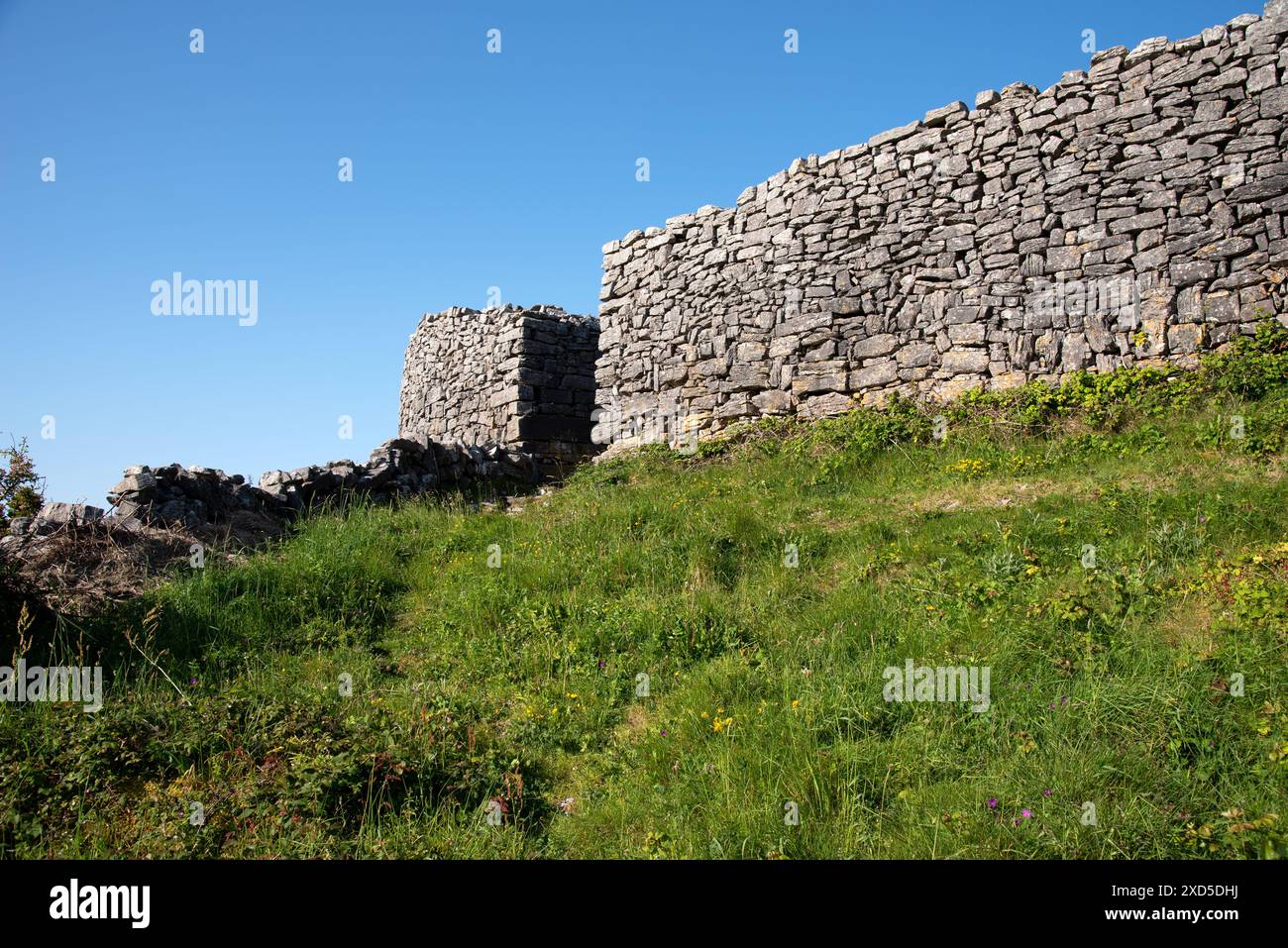 Blick auf Stone Ring Fort Dun Eochla historisches Wahrzeichen auf Aran Island in der Republik Irland Stockfoto Blick auf Stone Ring Fort Dun Eochla historisches Wahrzeichen auf Aran Island in der Republik Irland Stockfoto