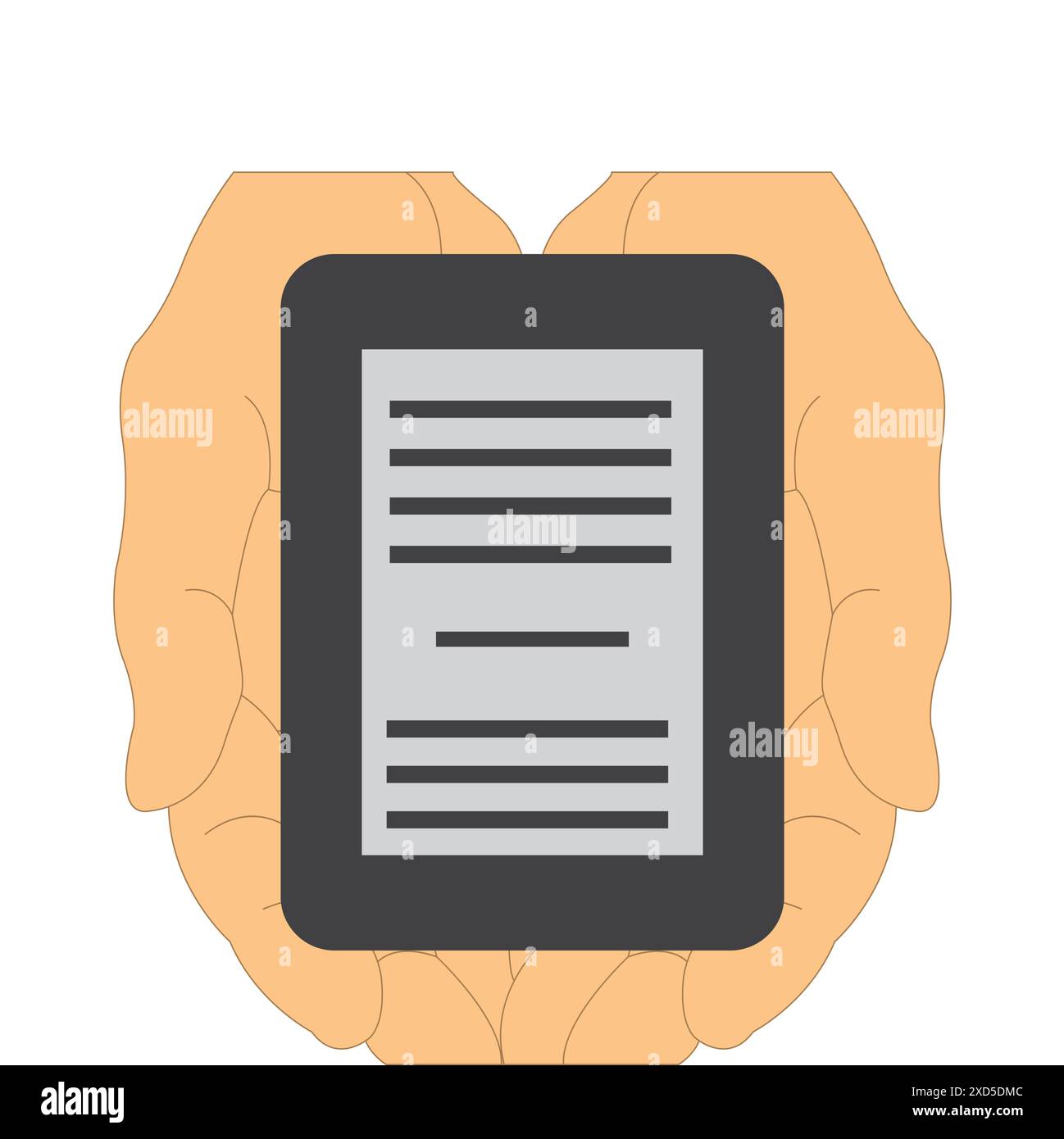 Hände, die ein E-Reader für E-Books halten Stock Vektor