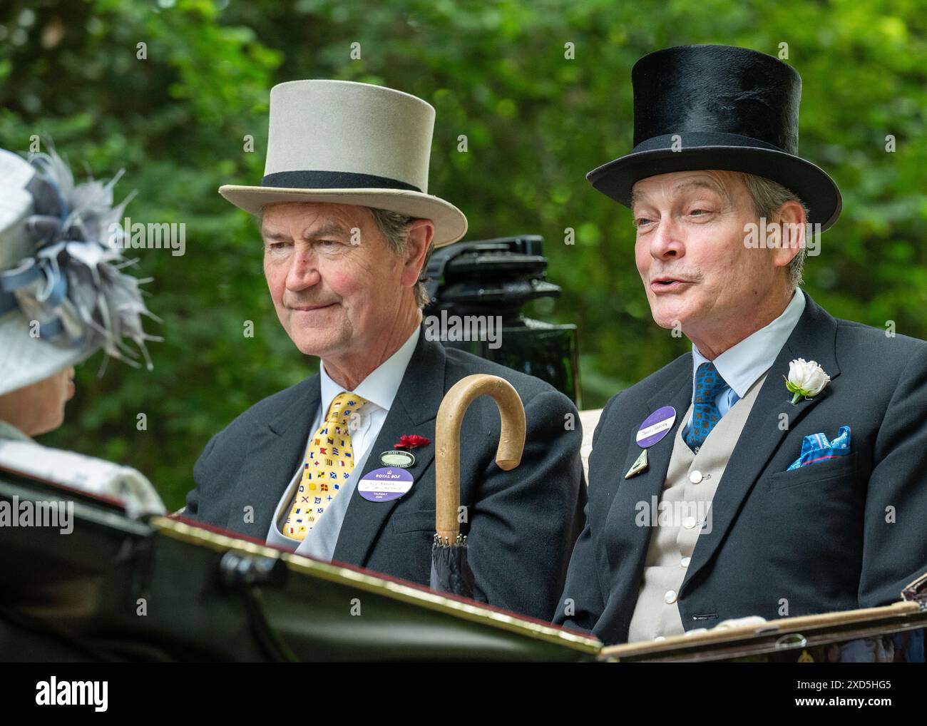 Ascot, Großbritannien 20. Juni 2024 Sir Timothy Lawrence und Daniel Chatto kommen am Ladies Day, Royal Ascot, in Begleitung der Prinzessin Royal und Lady Sarah Chatto an. Quelle: MartinJPalmer/Alamy Live News Stockfoto