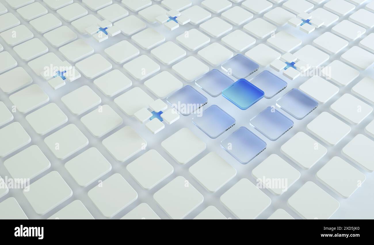 3D-Technologie, Datenübertragung, Datenbank, künstliche Intelligenz, KI, LLM-Konzept. 3s abstrakter Hintergrund Stockfoto