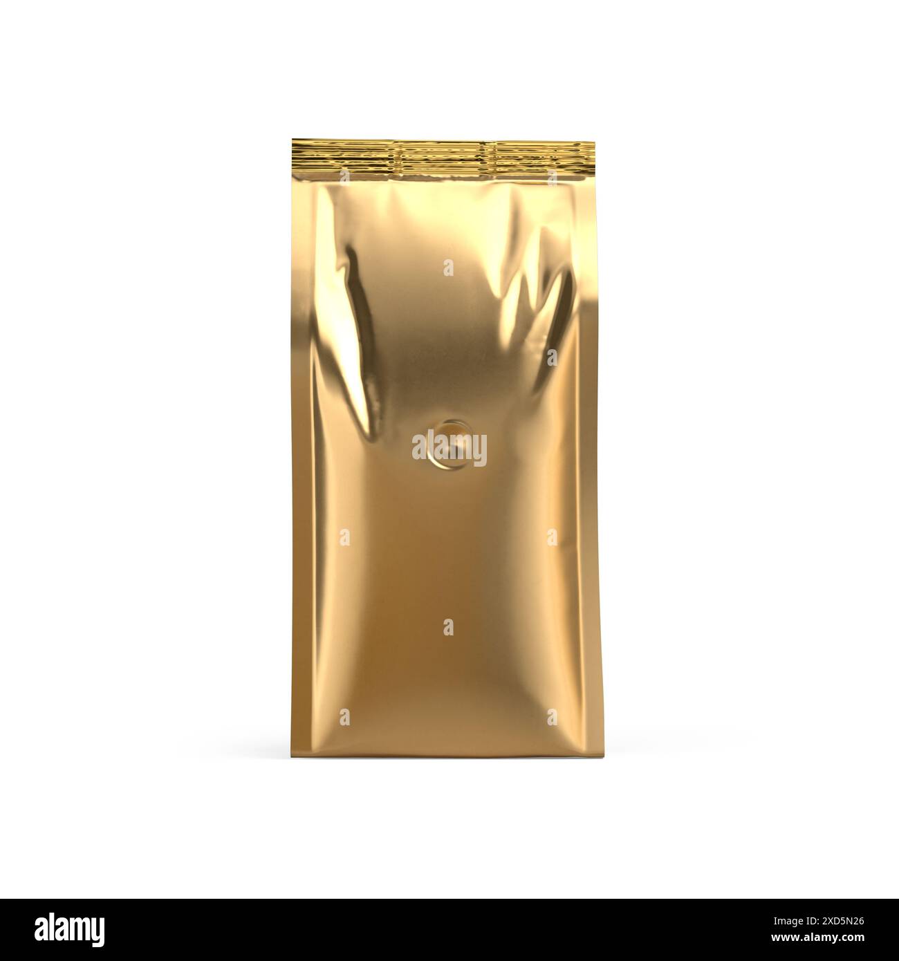 Modell für Kaffeebeutelverpackungen 3D-Rendering isoliert auf weißem Hintergrund Stockfoto
