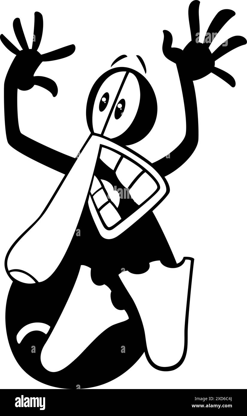 Zeichentrickillustration der verängstigten oder überraschten schwarzen Ententierfigur Stock Vektor