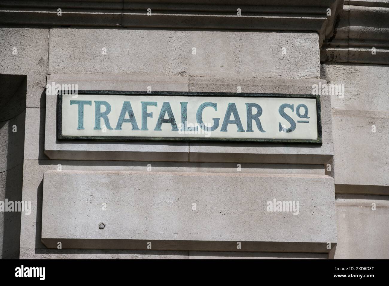 Trafalgar Square, Straßenschild, London, Großbritannien. Juni 2024 Stockfoto