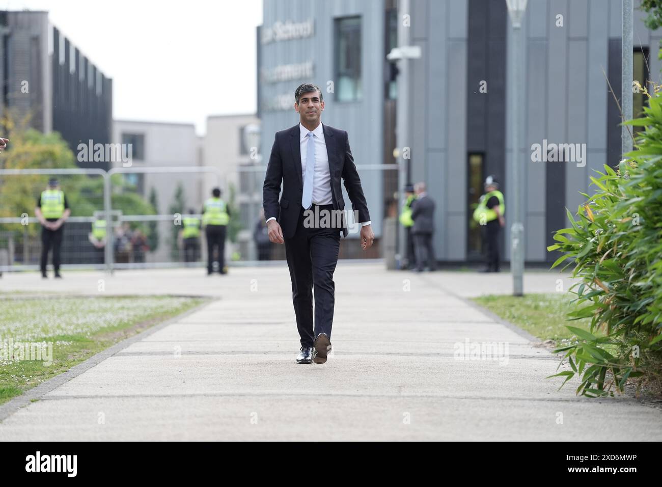 Premierminister Rishi Sunak kommt beim BBC Fragestunde Leaders' Special an der York University, York. Bilddatum: Donnerstag, 20. Juni 2024. Stockfoto