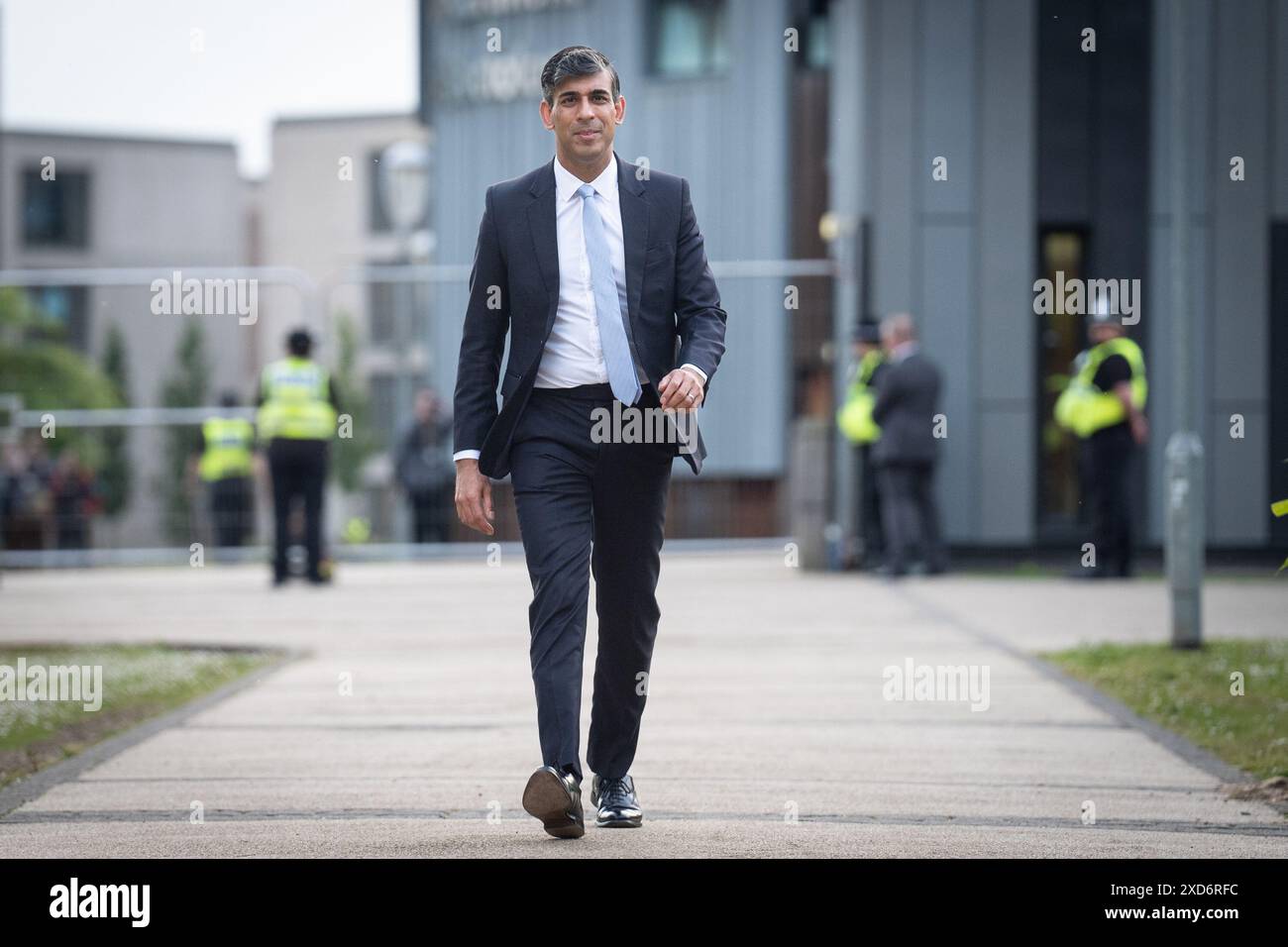 Premierminister Rishi Sunak kommt beim BBC Fragestunde Leaders' Special an der York University, York. Bilddatum: Donnerstag, 20. Juni 2024. Stockfoto