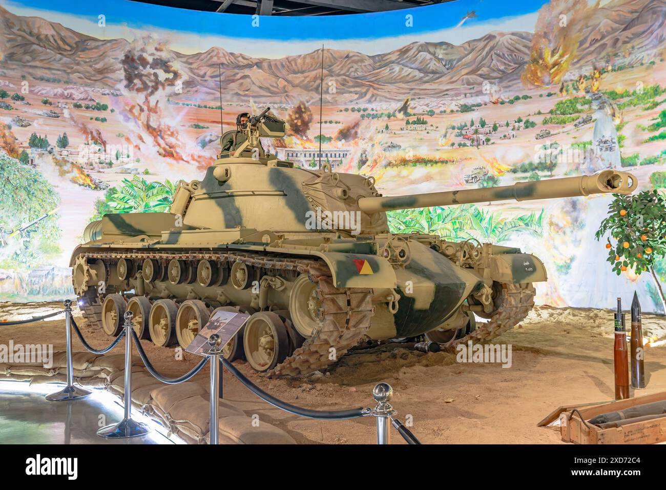 Royal Tank Museum, Amman, Jordanien - 4. Mai 2024: M48 Patton, berühmter amerikanischer Panzer der 1950er Jahre, im renommierten Royal Tank Museum in ausgestellt Stockfoto