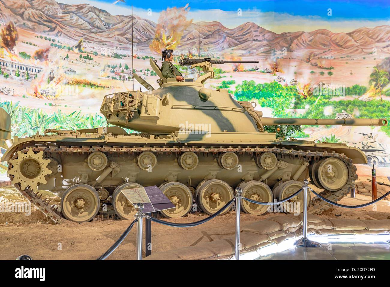 Royal Tank Museum, Amman, Jordanien - 4. Mai 2024: M48 Patton, berühmter amerikanischer Panzer der 1950er Jahre, im renommierten Royal Tank Museum in ausgestellt Stockfoto