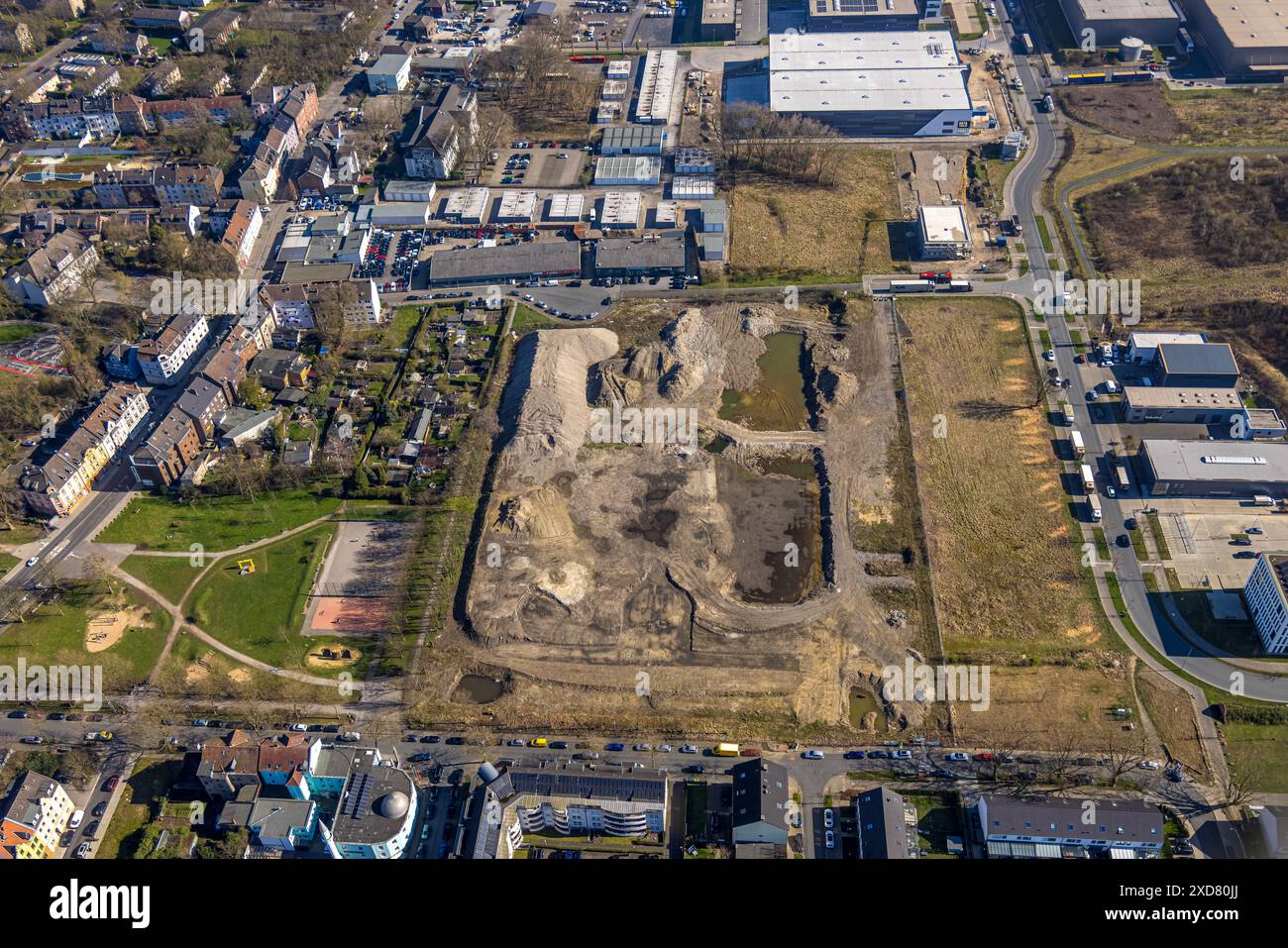 Luftansicht, Industriepark Schalker Verein, Europastraße, geplantes Teilgebiet als grüner Industriepark Ecopark auf dem ehemaligen Exarchos-Gelände Schalker Stockfoto
