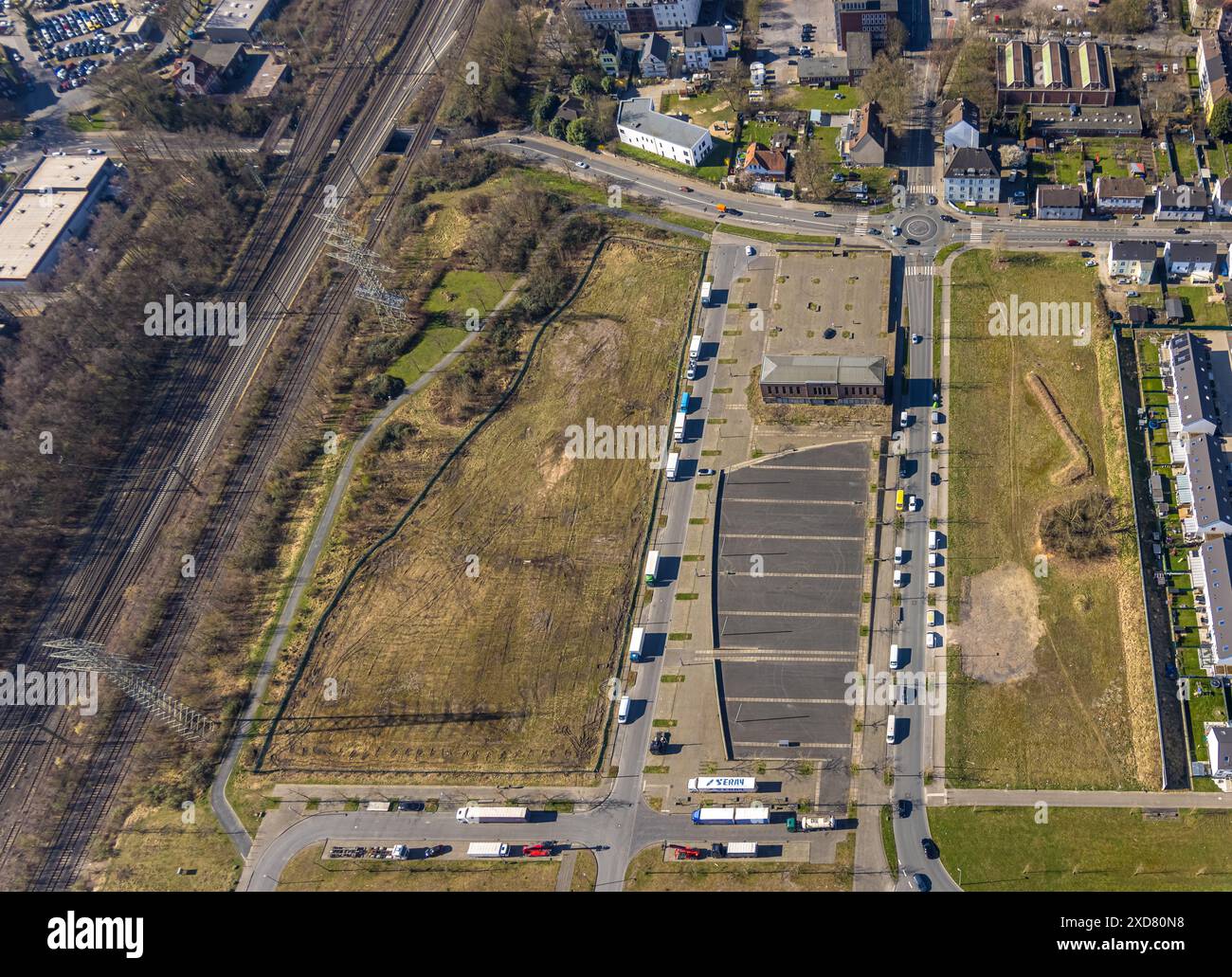 Luftaufnahme, Industriepark Schalker Verein, Europastraße, Bulmke-Hüllen, Gelsenkirchen, Ruhrgebiet, Nordrhein-Westfalen, Deutschland Stockfoto