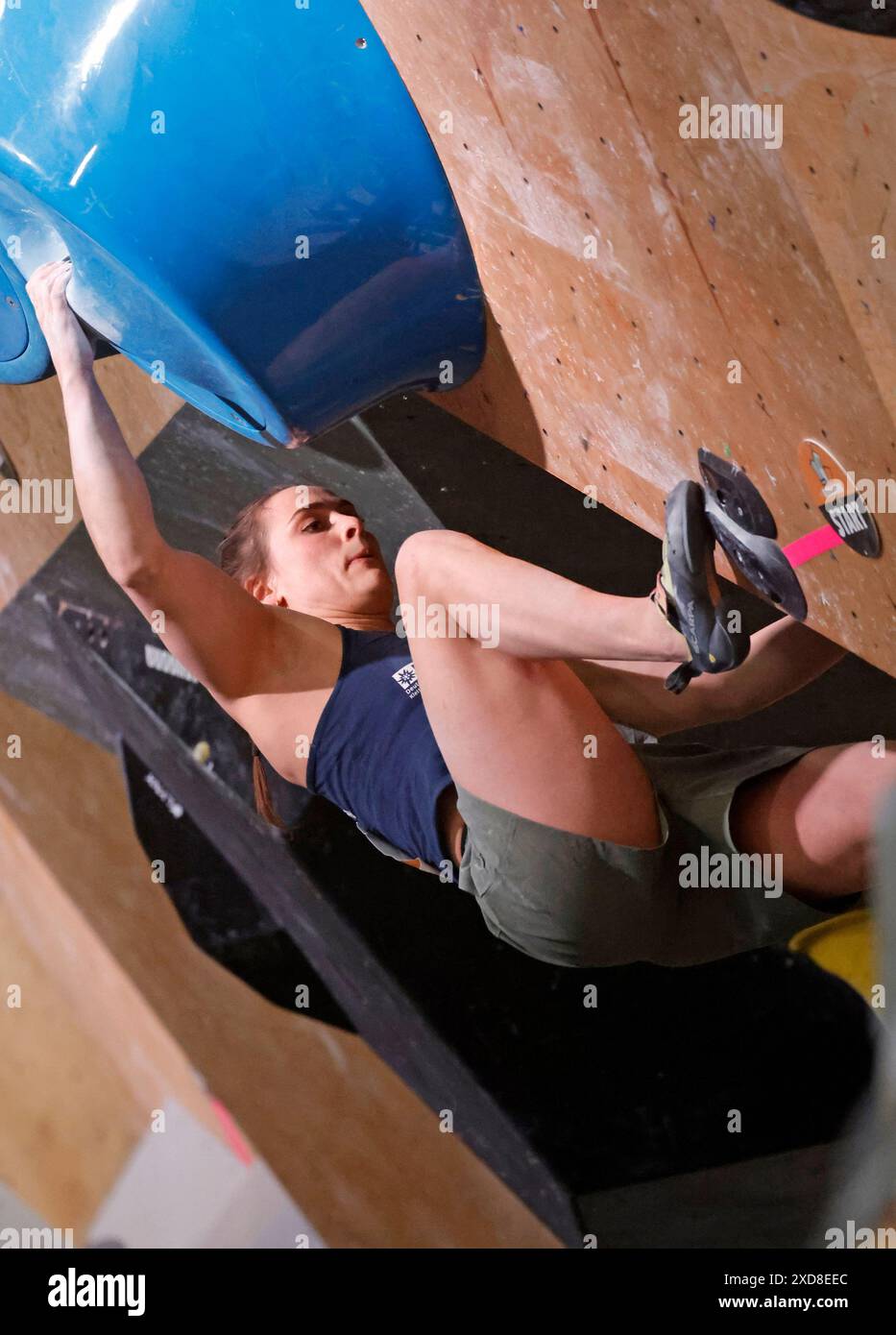 14.06.2024 Finale zur Deutschen Meisterschaft Bouldern in Pfungstadt (Hessen) hier 033 Afra HÖNIG (Landshut) (Foto: Peter Henrich) Stockfoto