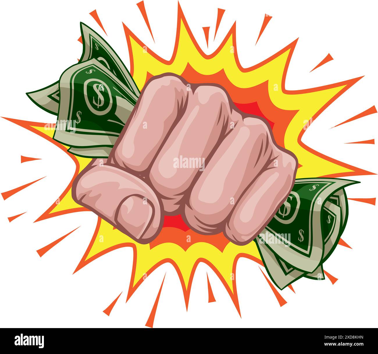 Money Cash Fist Hand Comic Pop Art Cartoon Stock Vektor
