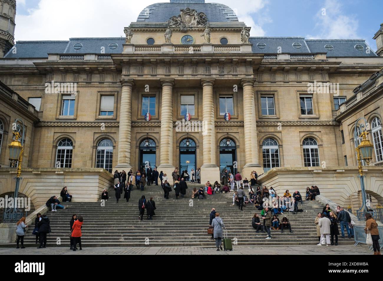 Palais de Justice de Paris im Palais de la Cite, ehemaliger Königspalast der Könige von Frankreich, umfasst auch die Conciergerie Sainte Chapelle Stockfoto