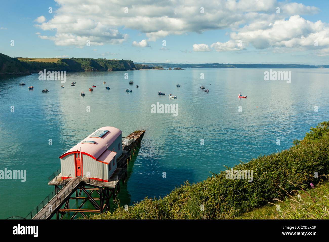Alte Rettungsbootstation in Tenby, Pembrokeshire, Wales. Stockfoto