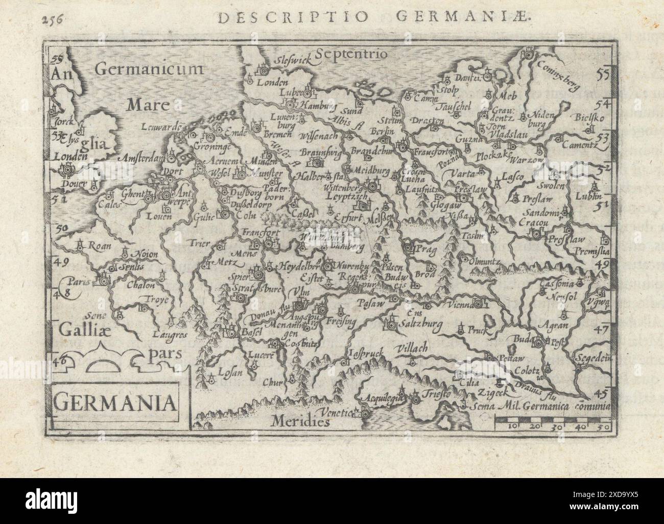 Germaniae / Germania von Bertius / Langenes. Karte Deutschland & Mitteleuropa 1603 Stockfoto