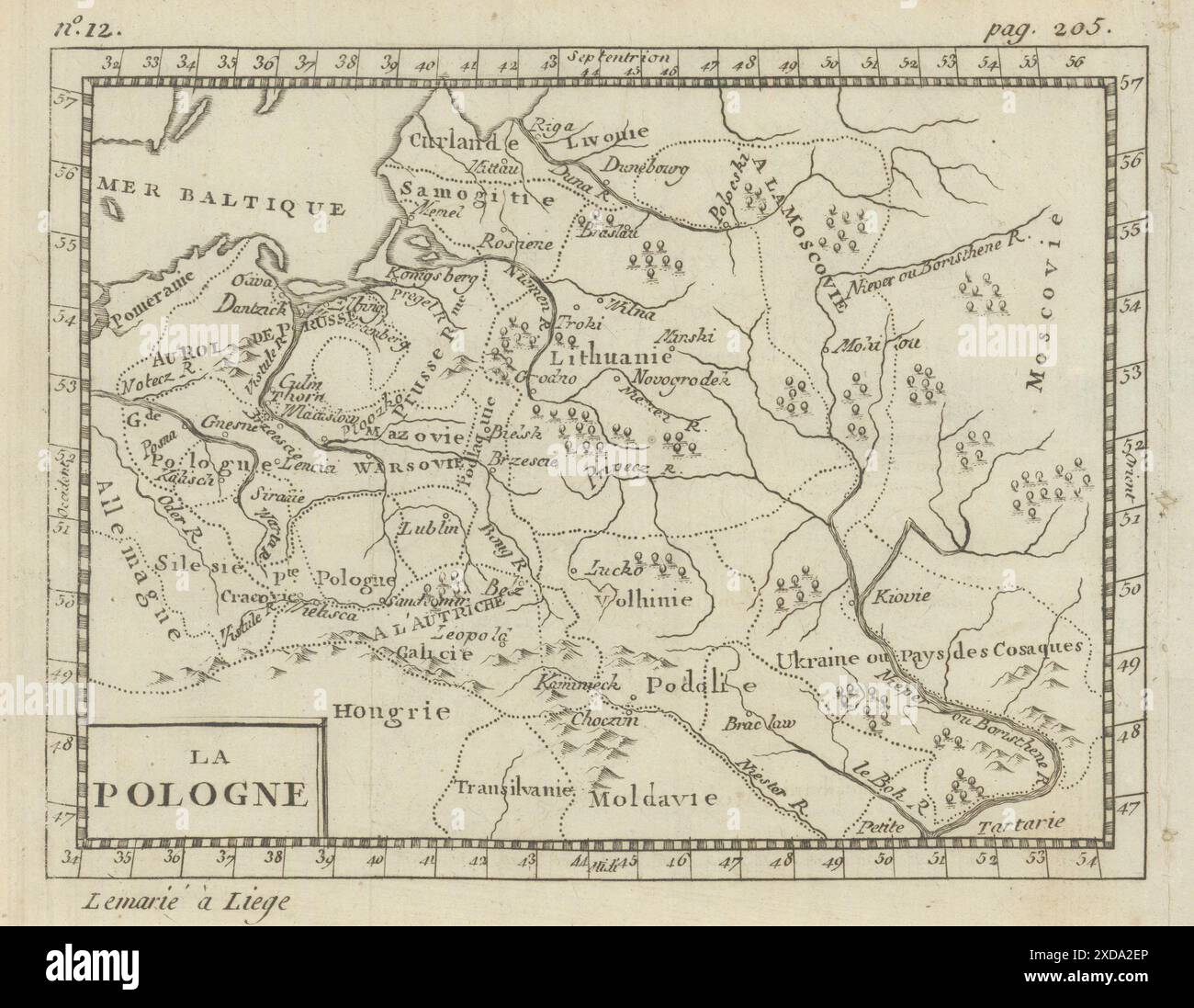 La Pologne. Polen Weißrussland Ukraine Lithaunia. BUFFIER C1818 alte antike Karte Stockfoto