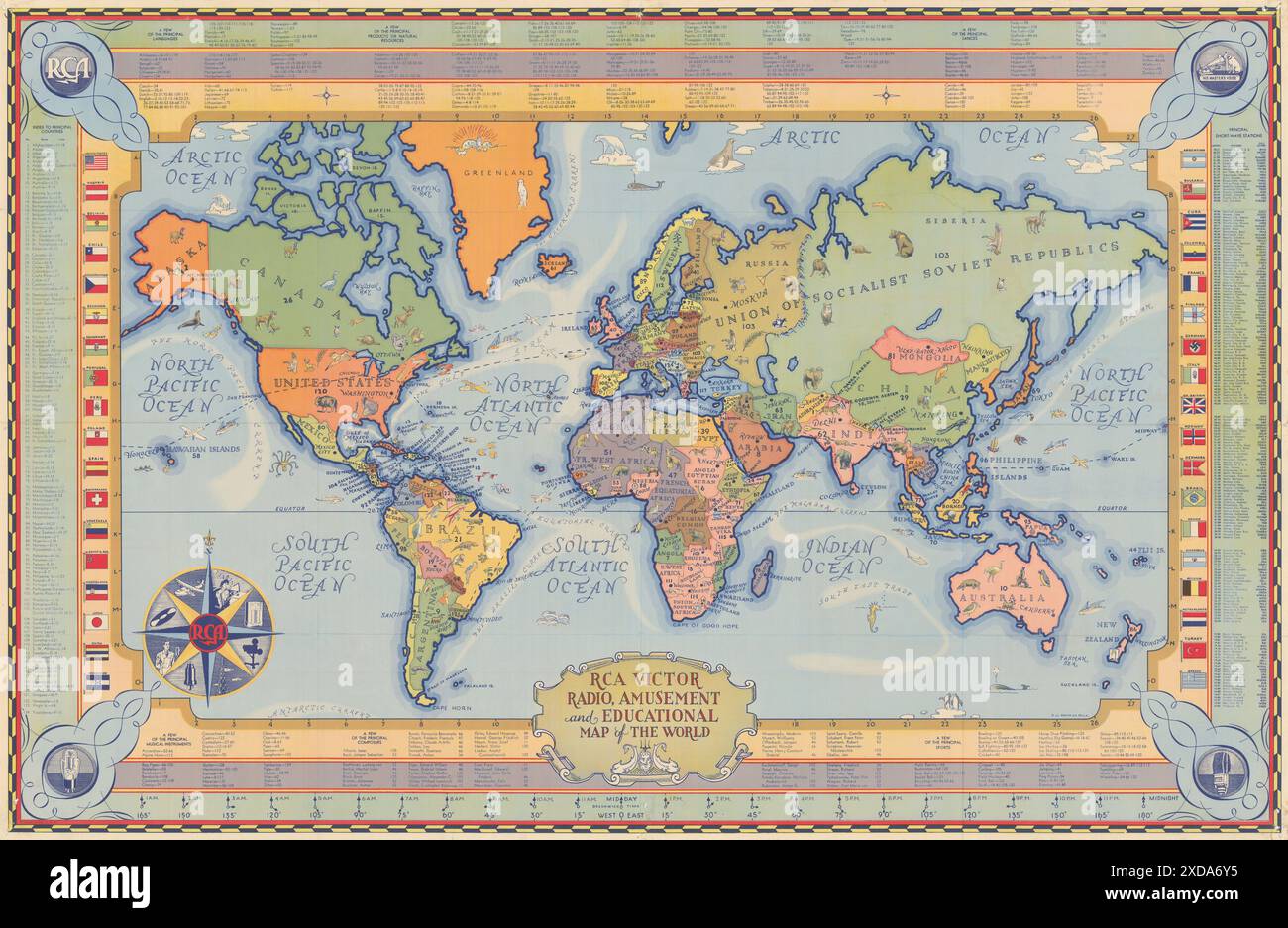 RCA Victor Radio, Amusement and Educational Map of the World 57x87 cm 1939 Stockfoto