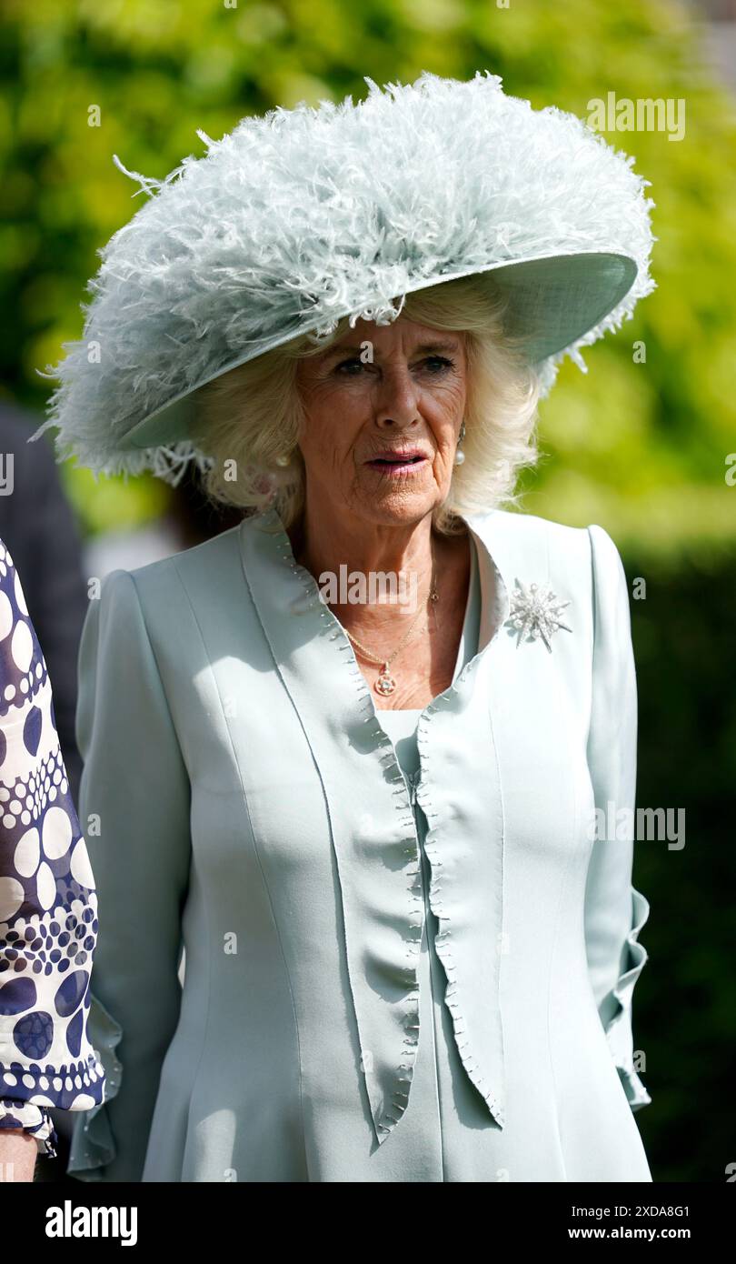 Königin Camilla am vierten Tag von Royal Ascot auf der Ascot Racecourse, Berkshire. Bilddatum: Freitag, 21. Juni 2024. Stockfoto