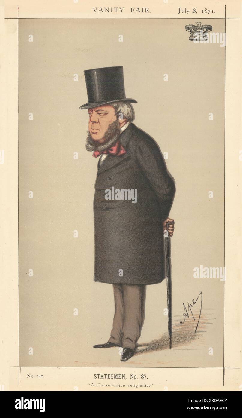 EITELKEIT FAIR SPIONAGE CARTOON Duke of Marlborough 'Ein konservativer Religionist' 1871 Stockfoto