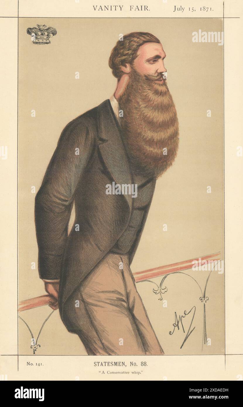 EITELKEIT FAIR SPIONAGE CARTOON Lord Skelmersdale "Eine konservative Peitsche". Ape 1871 Stockfoto