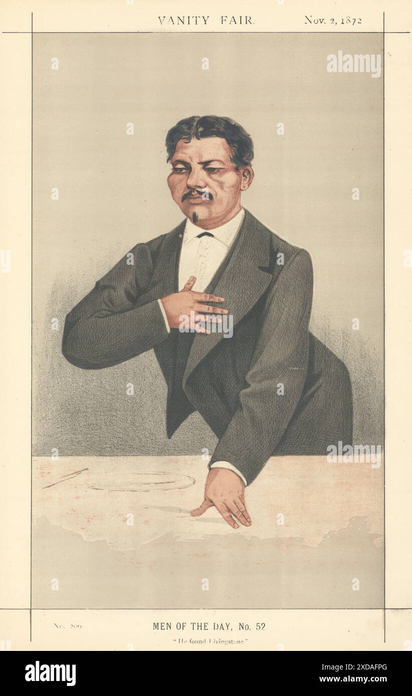 EITELKEIT FAIR SPIONAGE CARTOON Henry Morton Stanley 'He Found Livingstone' 1872 Print Stockfoto