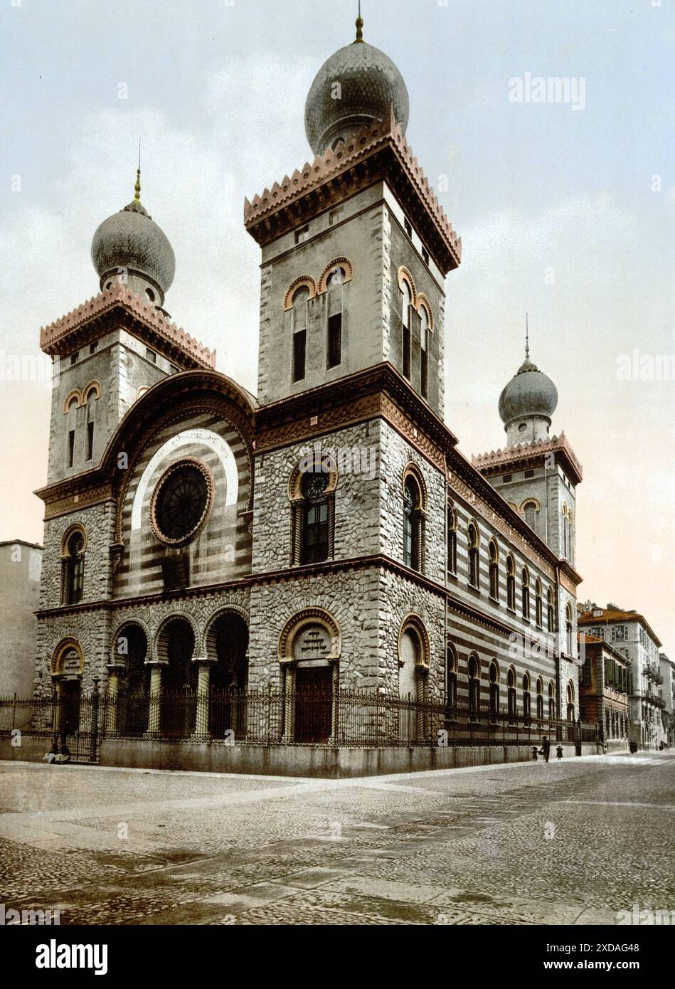 Jüdischer Tempel, jüdische Synagoge, Turin, Italien, Historisch, digitale restaurierte Reproduktion von einer Vorlage aus dem 19. Jahrhundert, Datum aufzeichnen Stockfoto