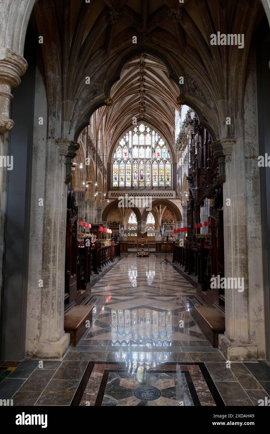 Innenansicht, Exeter Cathedral, Exeter, England, Großbritannien Stockfoto