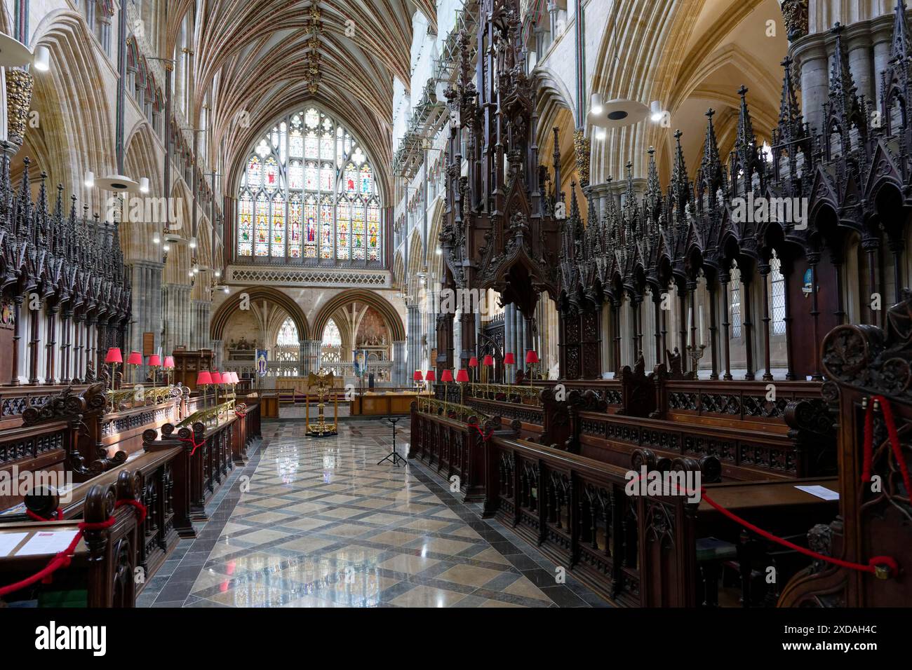 Innenansicht, Chorstände, Exeter Cathedral, Exeter, England, Großbritannien Stockfoto