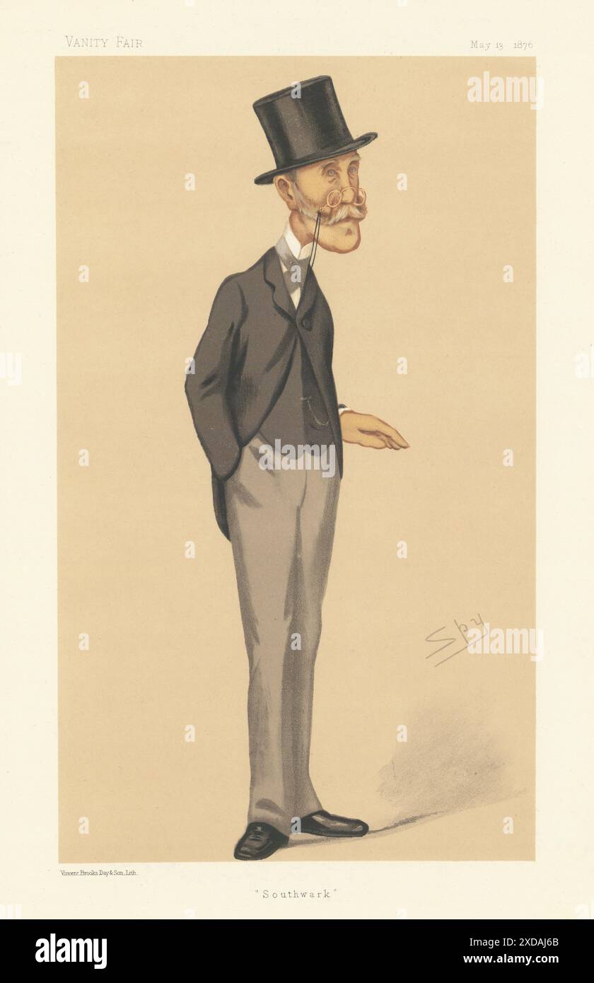 VANITY FAIR SPION CARTOON Marcus Beresford 'Southwark' London 1876 alten Druck Stockfoto