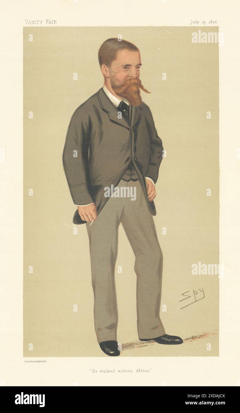 EITELKEIT FAIR SPIONAGE CARTOON Leutnant Verney Cameron 'Er ging durch Afrika' 1876 Stockfoto