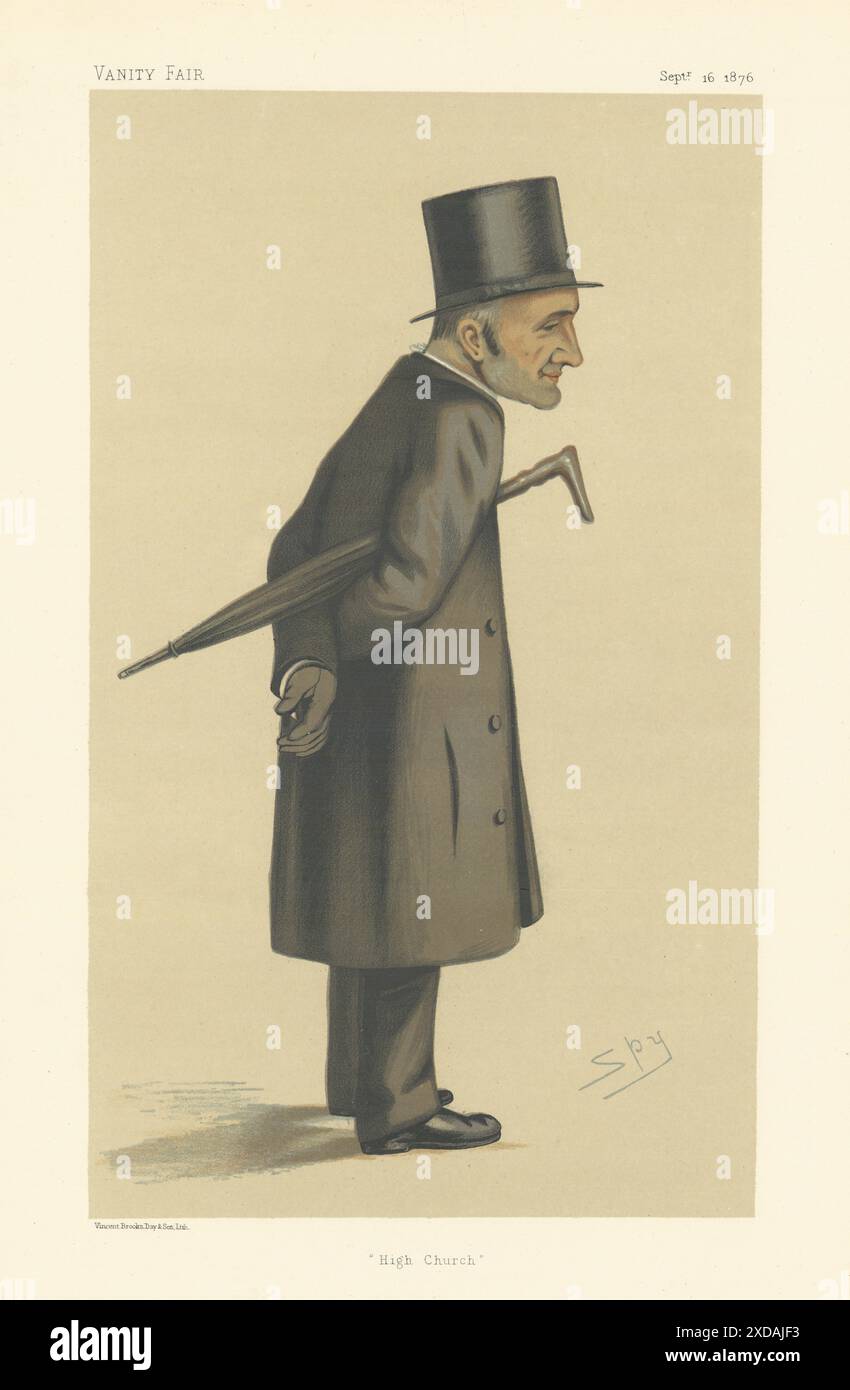EITELKEIT FAIR SPIONAGE CARTOON Rev Henry Parry Liddon 'High Church' Klerus 1876 Print Stockfoto