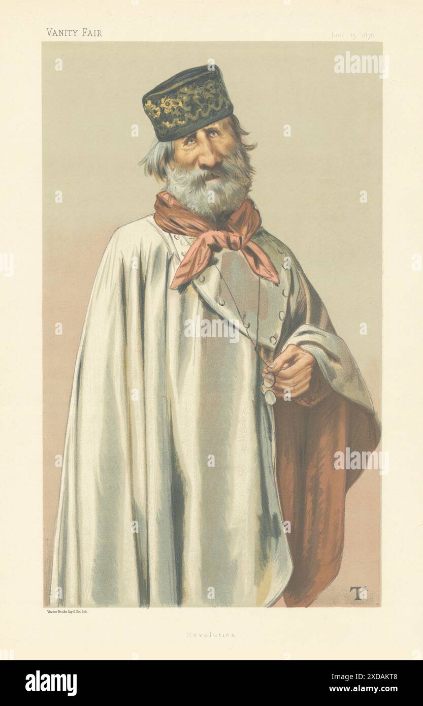 EITELKEIT FAIR SPION CARTOON General Giuseppe Maria Garibaldi 'Revolution' Italien 1878 Stockfoto