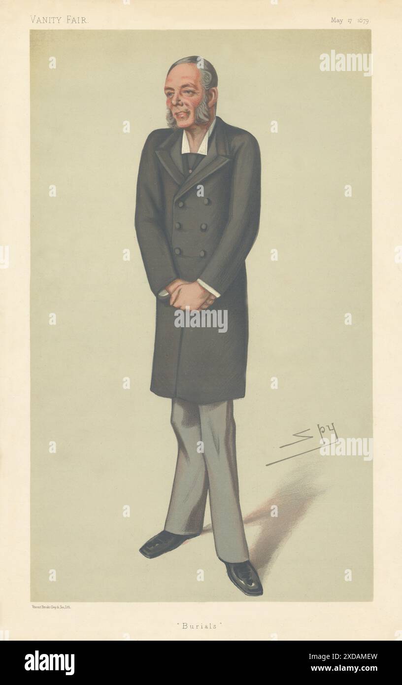 „EITELITY FAIR SPION“-CARTOON George Osborne Morgan QC „Begräbnisse“ Wales 1879-Druck Stockfoto