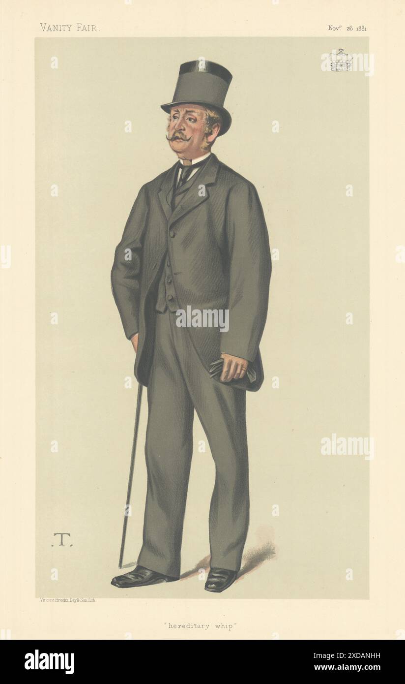 EITELKEIT FAIR SPIONAGE CARTOON Viscount Hawarden 'hereditäre Peitsche' Irland. T 1881 Stockfoto