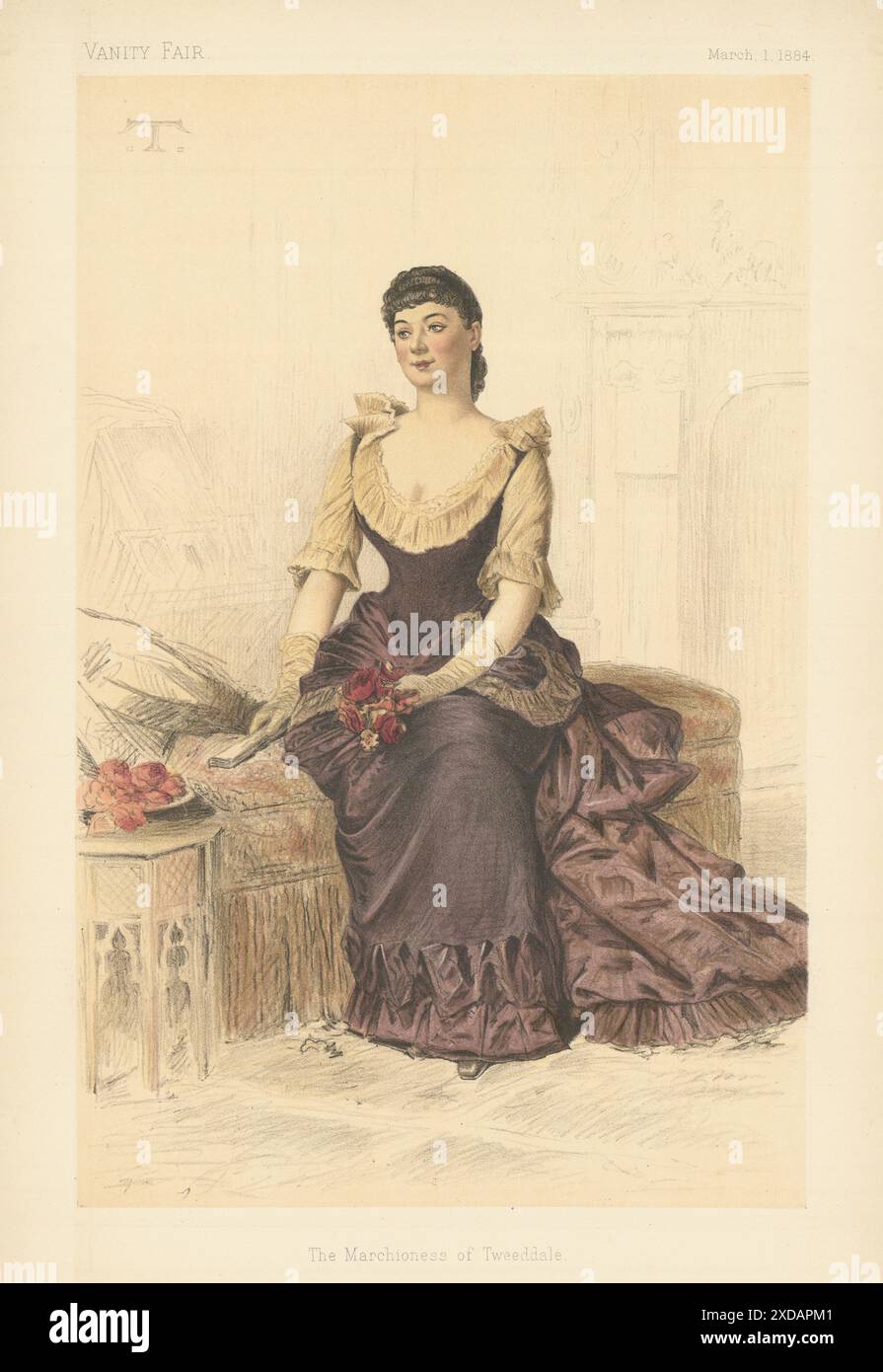 EITELKEIT FAIR SPION CARTOON Marchioness von Tweedale. Meine Damen. Von T 1884 alter Druck Stockfoto