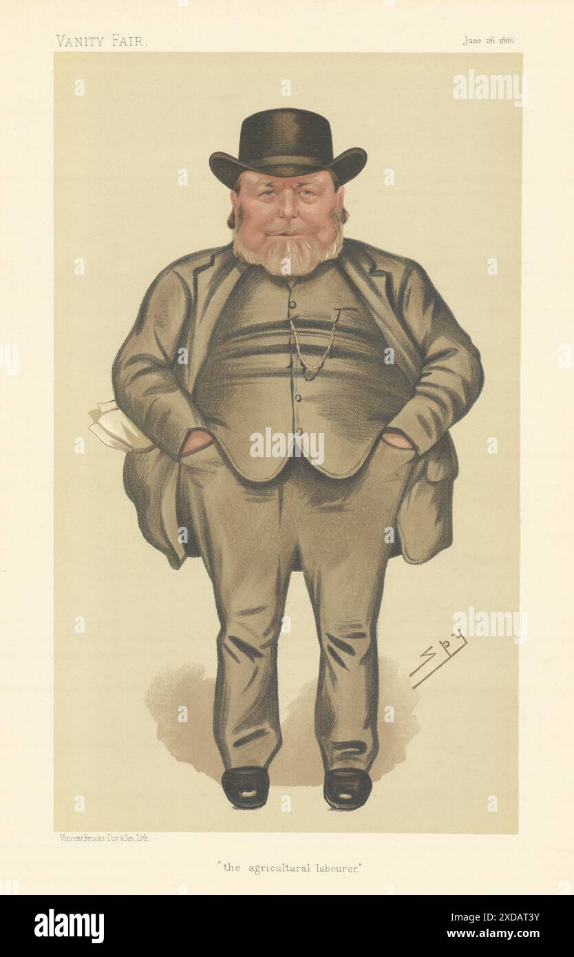 EITELKEIT FAIR SPIONAGE CARTOON Joseph Arch 'Landarbeiter' Trade Unionist 1886 Stockfoto