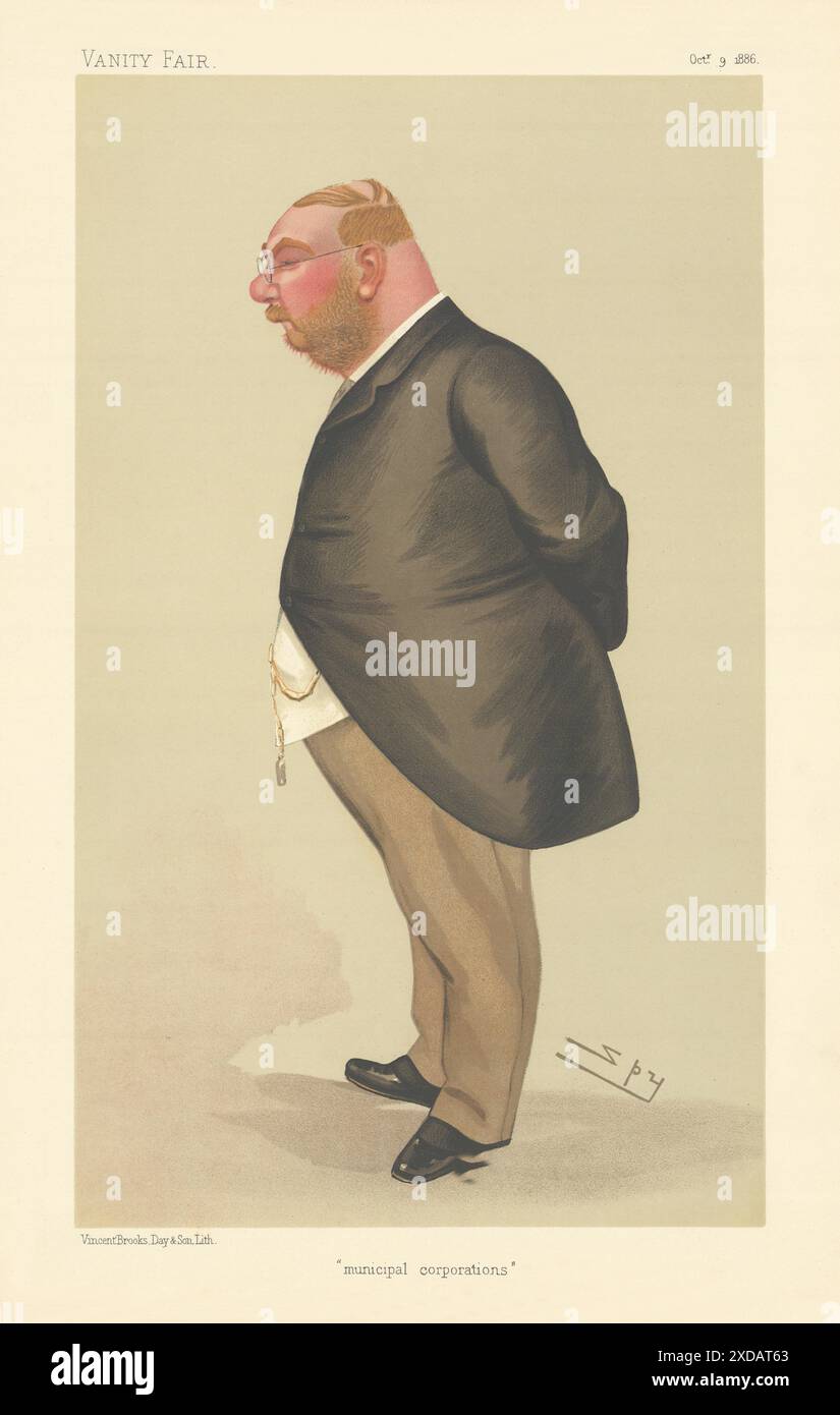 EITELKEIT FAIR SPIONAGE CARTOON Sir Albert Kaye Rollit 'Municipal Corporations' Law 1886 Stockfoto