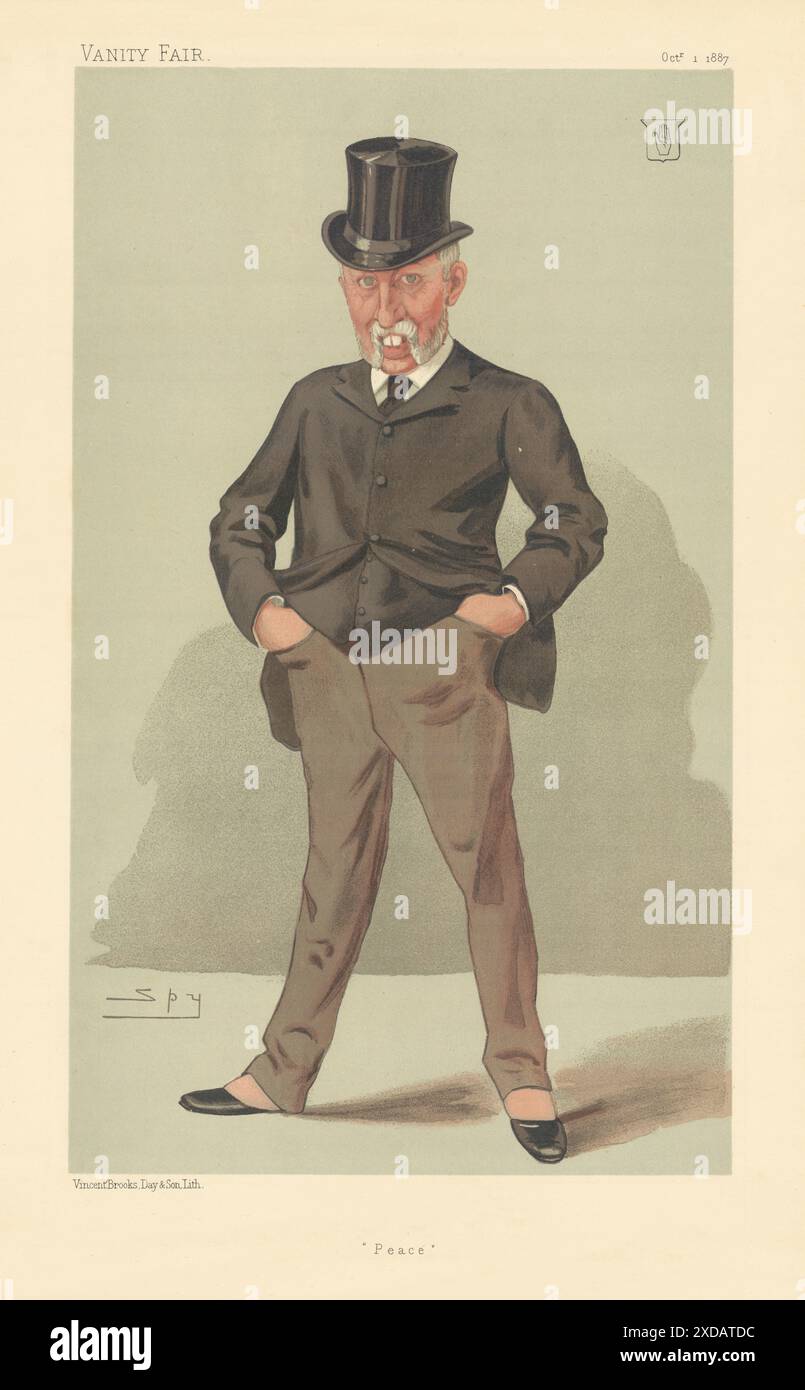 EITELKEIT FAIR SPIONAGE CARTOON Joseph Whitwell Pease 'Peace' Durham MP. Bankwesen 1887 Stockfoto